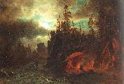 Bierstadt, Albert The Trappers' Camp oil painting on canvas